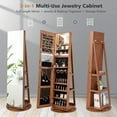 thumbnail image 6 of Gymax Rotating Mirrored Jewelry Cabinet with Mirror Storage Shelves Brown, 6 of 9