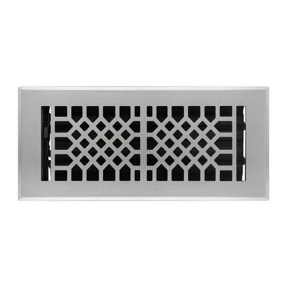 Naiture Louvered Floor Register, Antique Style Stainless Steel with Damper or Lever, Duct Size 4" X 10" (Overall Size 5-1/4" X 11-5/8"), Brushed Nickel Finish