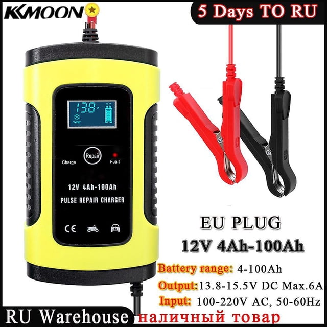 12v 6a Lcd Smart Fast Car Battery Charger For Motorcycle Lead-acid Agm Gel Batteries Intelligent Charging 12 V Volt 6a