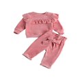 thumbnail image 1 of Newborn Baby Girls 2Pcs Outfits Ruffle Pullovers Tops Bow Long Pants Clothes Sets, 1 of 6