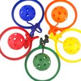 thumbnail image 2 of FELTECHELECTR pelotas de fitness elásticas clásicas para niños, juguetes giratorios con aro para saltar, pelotas giratorias de un solo pie esmeriladas (amarillas y verdes), 2 of 6