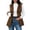 *Brown, variant on VBVC Women's Long Quilted Vest with Pockets , Lapel Open Front Sleeveless Jacket For Women, S-3XL