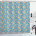 thumbnail image 1 of Feather Shower Curtain, Pattern of Repeating Colorful Abstract Bird Plumage, Fabric Bathroom Set with Hooks, 69W X 75L Inches Long, Deep Sky Blue Multicolor, by Ambesonne, 1 of 2