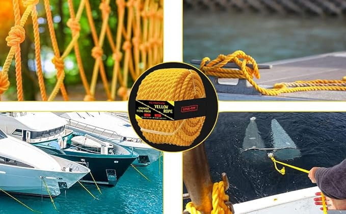 100 Foot Polypropylene Rope Yellow Twisted Polypropylene Rope, 3/8 ...