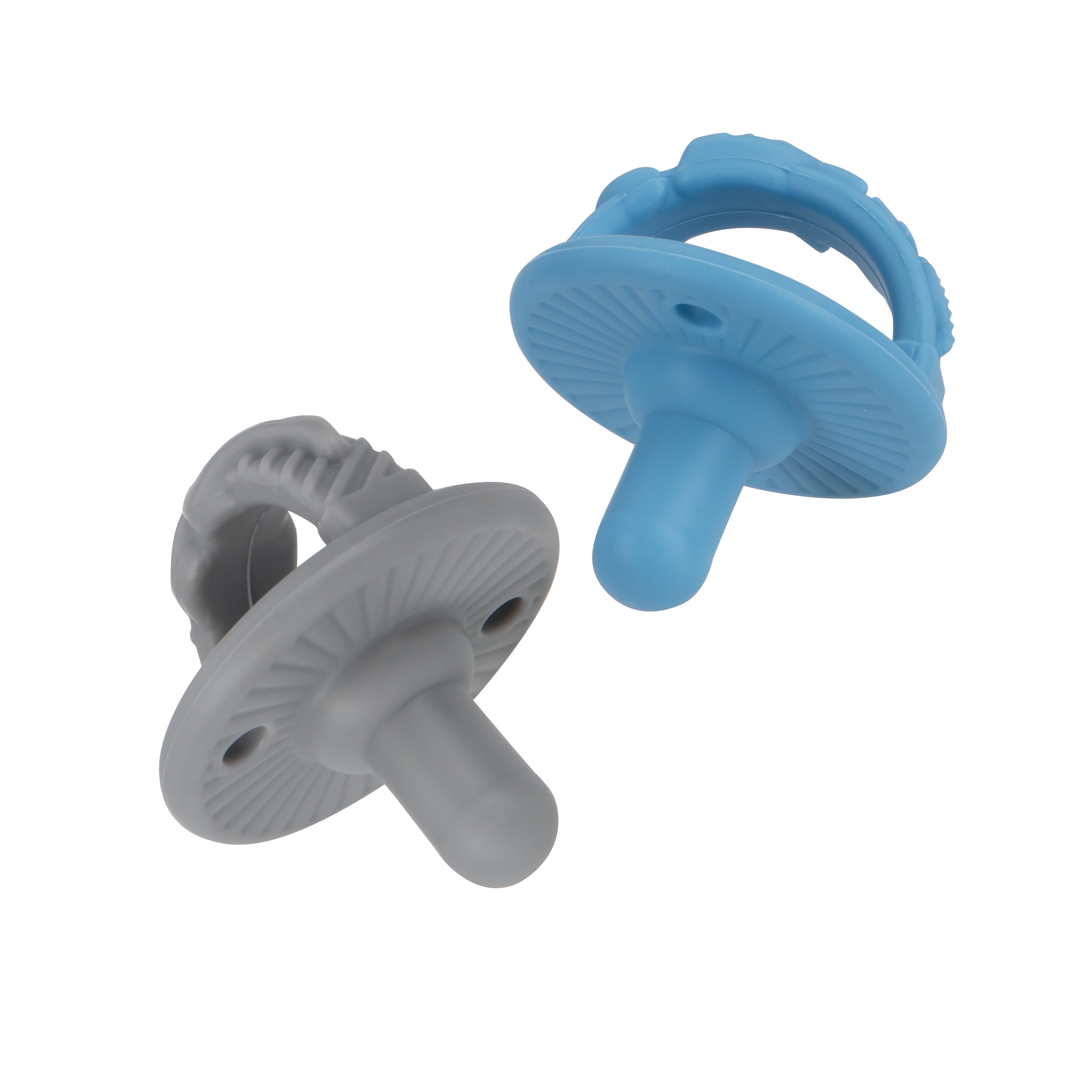 Nuby 3-D Sili Soother Baby Pacifier, Rocket and Mustache, 2 Pack