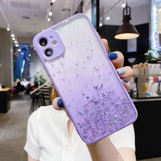 Starry pour Xiaomi Redmi 9 10 Note9 Note9s 9a 9c 10C 11lite 11t Note104g Note10pro Note11s Note11pro Note12spro Étui de Téléphone Anti-Chute à Trous Fins Poudre Scintillante