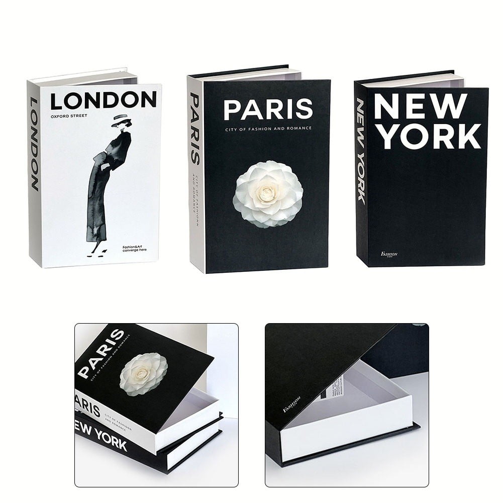 YVPSI 3 Pieces Fashion Decorative Book,Hardcover Modern Decorative Books Stacked Decorations Decor Books For Home Decor Bookshelf Coffee Table Display Shelves Living Room(Rome/Paris/London