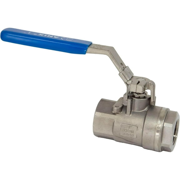 1" Stainless Steel 2PC Full Port Ball Valve 3000 PSI, NPT Threaded