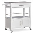 thumbnail image 1 of Pemberly Row Transitional Wood Kitchen Cart with Granite Top in White, 1 of 14