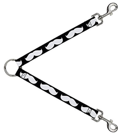 Buckle-Down Leash Splitter - Mustache Black White - 1 Wide - 30 Length