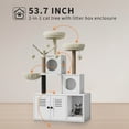 thumbnail image 2 of Cat Tree Tower with Litter Box - Multi-Level Wooden Cat Furniture (White) for Indoor Cats, Includes Scratching Posts & Condo, 2 of 6