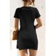 thumbnail image 5 of Vestido ceñido al cuerpo con cuello redondo para mujer, vestido de camiseta de manga corta con lazo en la cintura, minivestido informal de verano 2022 S-XXL Fokelyi WRLF-105-4, 5 of 7