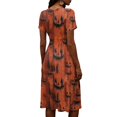 thumbnail image 5 of Halloween Dresses for Women Spider Short Sleeve Skeleton Fall Wedding Guest Dresses Pumpkin V Neck Funny Wrap Dress S, 5 of 5