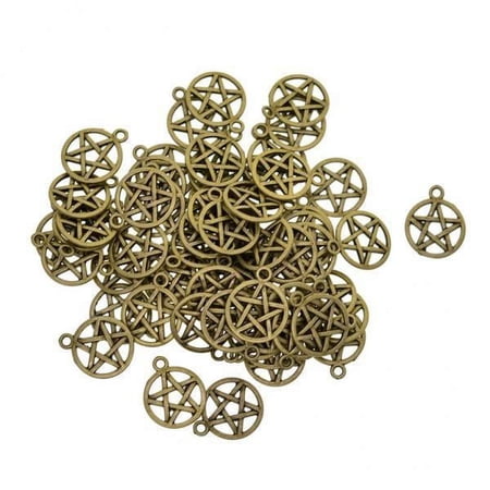 perfeclan 2x50 Pieces Tibetan Bronze Alloy Pentacle Jewelry DIY Making Charms , Bronze, 3 Pcs