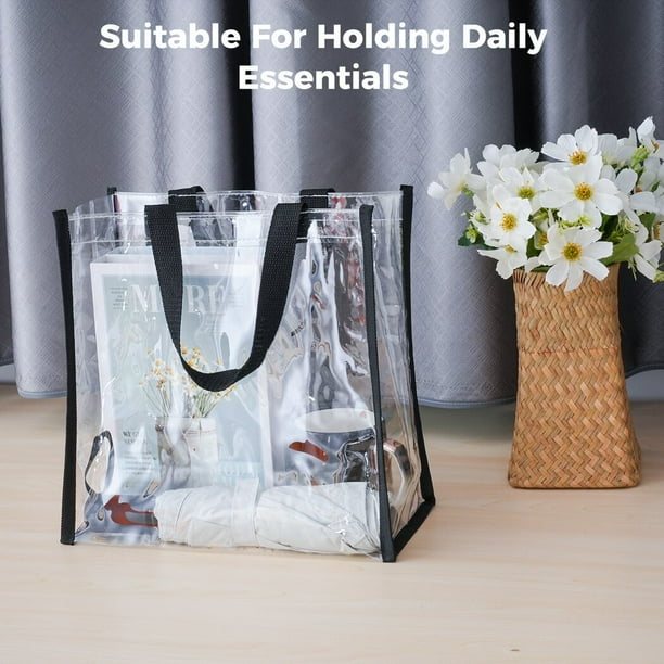 20 bolsas de mano transparentes bolsas de compras de plastico PVC bolsas de articulos esenciales diarios con asas para actividades al aire libre 11 8 x 5 9 x 11 8 pulgadas Walmart en linea