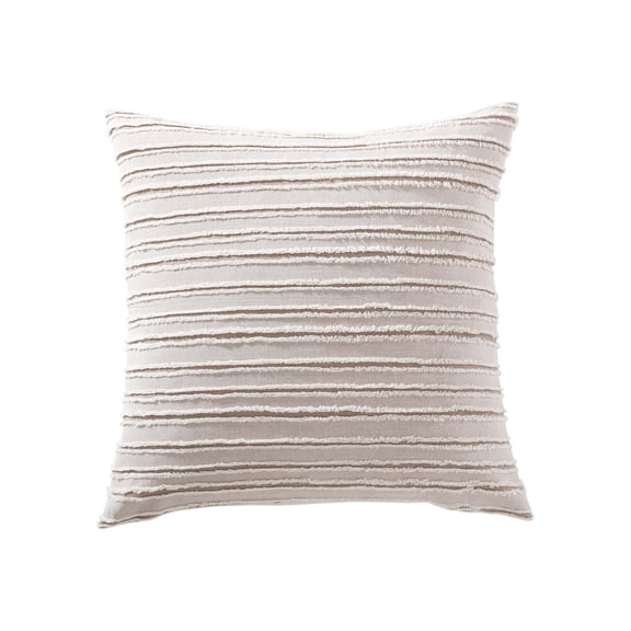 Mainstays Decorative Throw Pillow, Stripe Fringe, Square, Taupe, 20'' x 20''