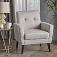 thumbnail image 3 of GDF Studio Teche Mid Century Modern Fabric Tufted Club Chair, Light Gray and Dark Brown, 3 of 8