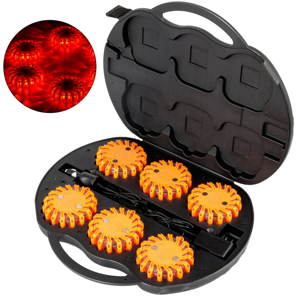 VEVOR 6 Pack LED Road Rechargeable LED Disc Road Flares Emergency