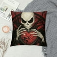 thumbnail image 2 of ARISTURING  Valentine's Day Black Decorative Throw Pillow Covers, Jack Skellington Sally Skull Red Love Heart Cushion Case Decor, Be Mine Anniversary Wedding Holiday Home Decoration for Sofa, 2 of 5