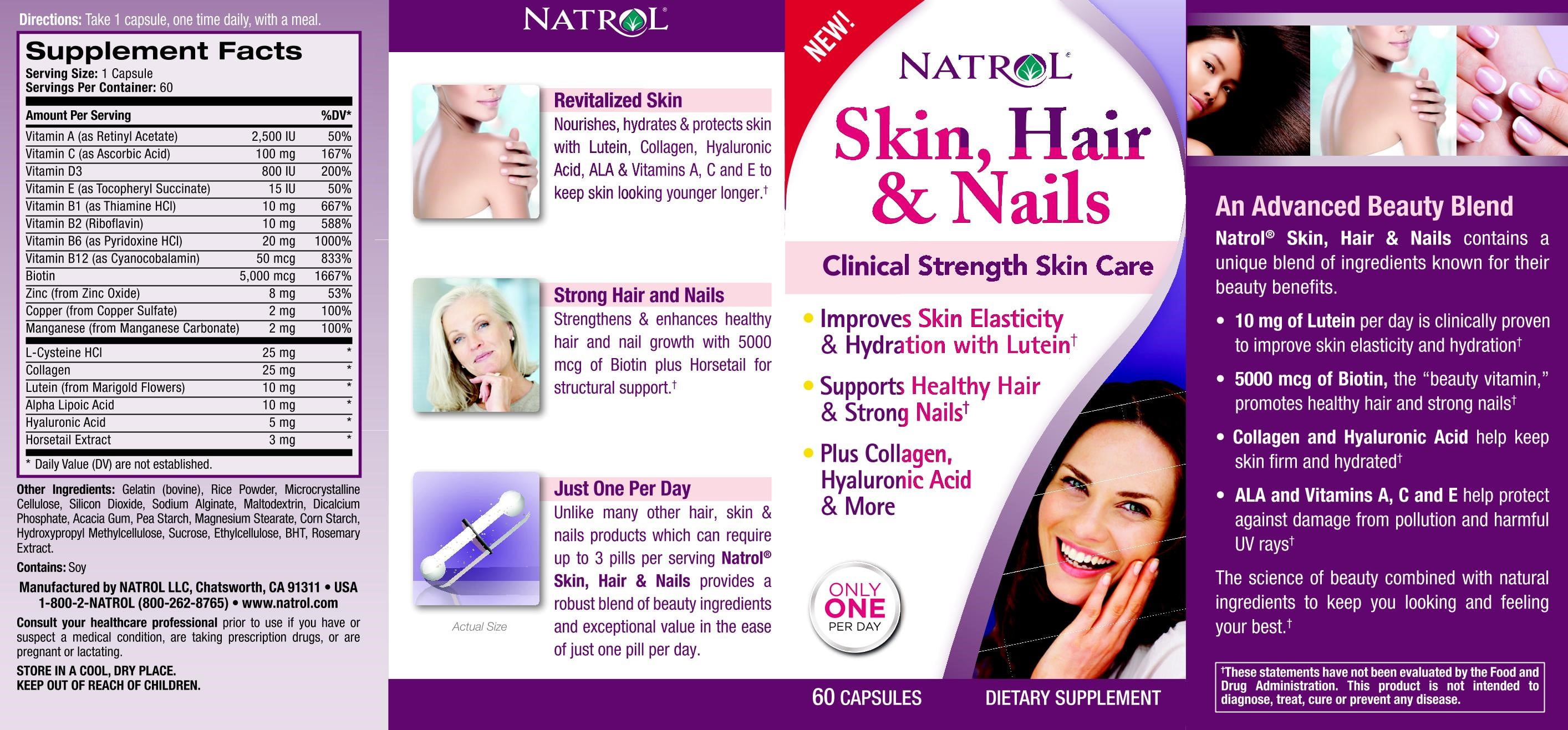Natrol Skin, Hair, Nails with Lutein Capsules, 60 Ct Natrol Skin, Hair, Nails with Lutein Capsules, 60 Ct