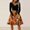 Yellow #069, variant on Women's Halloween Dress Skeleton Hepburn Long Sleeve Horror Dresses Ghost Cocktail V-Neck Classic Swing Dress with Belt XL