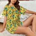 thumbnail image 4 of Wukai Roosters And Sunflowers Print Women's Pajama Set - Short-Sleeve Top and Shorts with Elastic Waistband and Pockets for Loungewear, Yoga, and Casual Wear-Medium, 4 of 6
