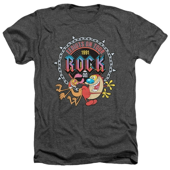 Ren And Stimpy Eediots On Tour Unisex Adult Heather T Shirt