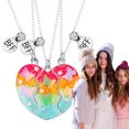 thumbnail image 5 of BFF Necklace for 3, BFF Magnetic Matching Heart Necklace, Best Friends Forever Necklaces for 3 BFF Heart Puzzle Matching Alloy Pendant Necklaces Set, 5 of 10