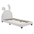 thumbnail image 5 of Gewnee Twin Size Upholstered Platform Bed Frame with Bunny Ears Headboard for Kid's Room,White, 5 of 9