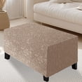 thumbnail image 4 of TOPCHANCES Stretch Ottoman Cover, Rectangle Jacquard Footstool Slipcover, Anti-Slip Furniture Protector (Khaki, L Size), 4 of 7