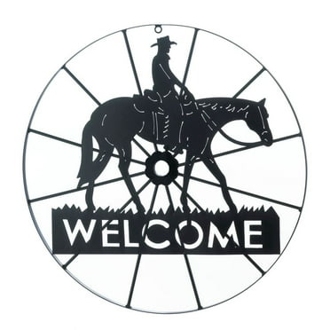 Cowboy Welcome Wheel Sign 23.75x0.75x23.75