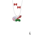 thumbnail image 2 of Delight Jewelry Silvertone Domed Multi Color VT Christmas Kiss Charm Necklace and Stud Earrings, 2 of 4