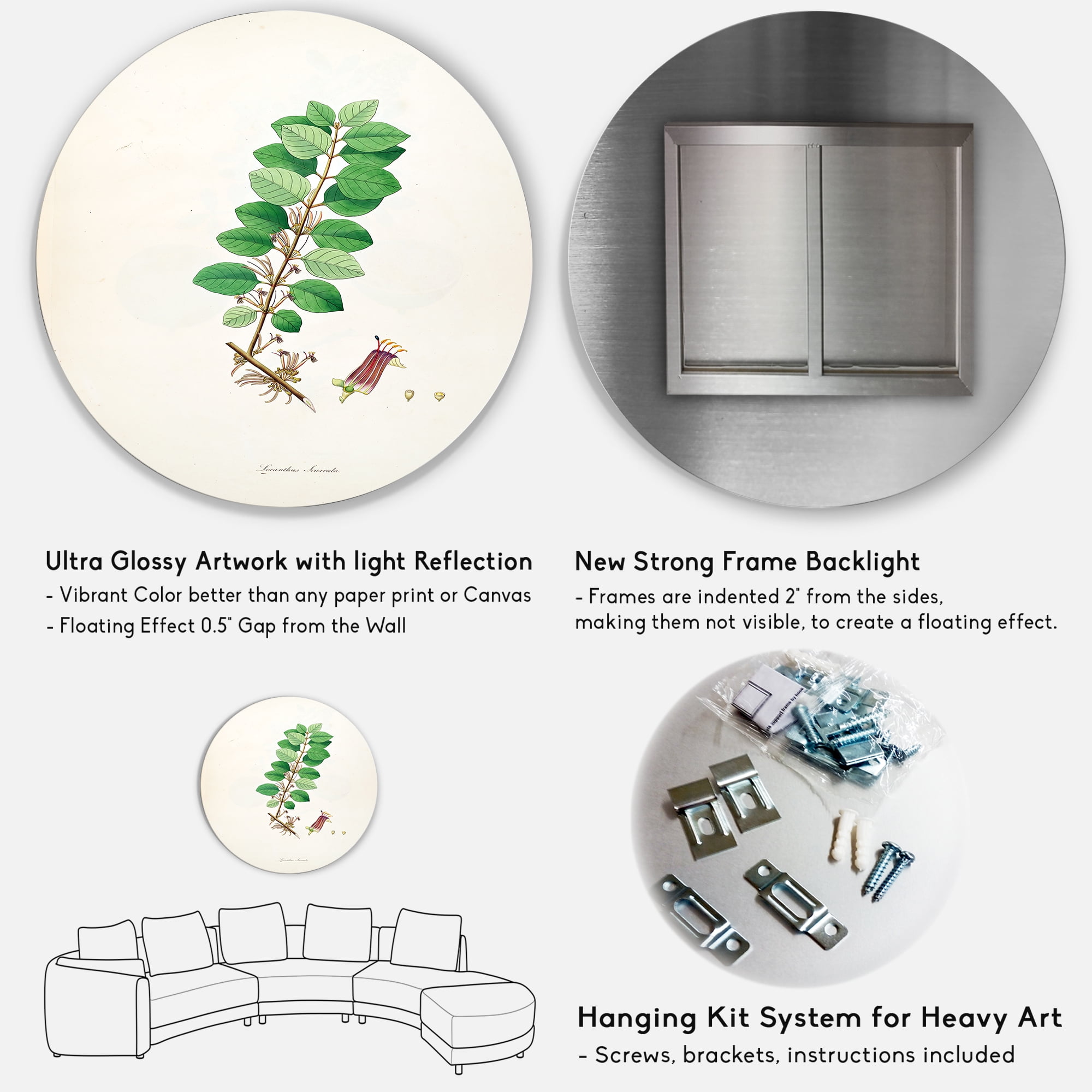 Designart 'Ancient Plant Life XVII' Farmhouse Circle Metal Wall Art 23x23 - Disc of 23