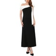 thumbnail image 2 of INSPIRE CHIC Vestido de Noche para Mujeres de Un Hombro con Lazo para Invitadas de Boda, Damas de Honor, Cóctel, Prom, Vestidos Maxi A-Line XL Negro, 2 of 6