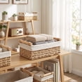 thumbnail image 4 of Yakvarog Wicker Storage Basket with Wooden Handle, Paper Rope Decorative Woven Baskets 9.8x5.9x3.2 in for Countertop, Bathroom, Home Office, Toys & Sundries, 4 of 7