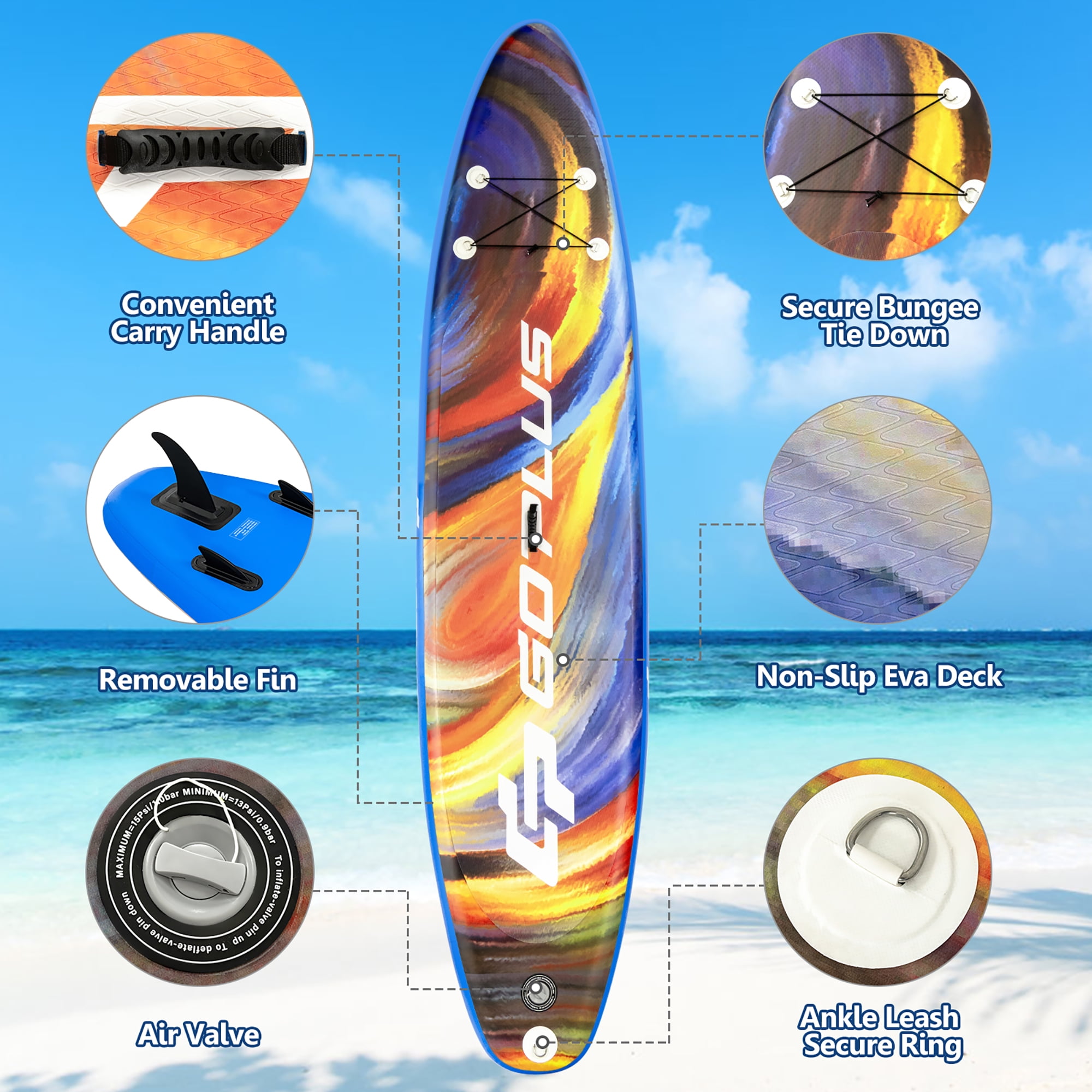 Goplus 10.5' Inflatable Stand Up Paddle Board SUP Surfboard with Aluminum Paddle
