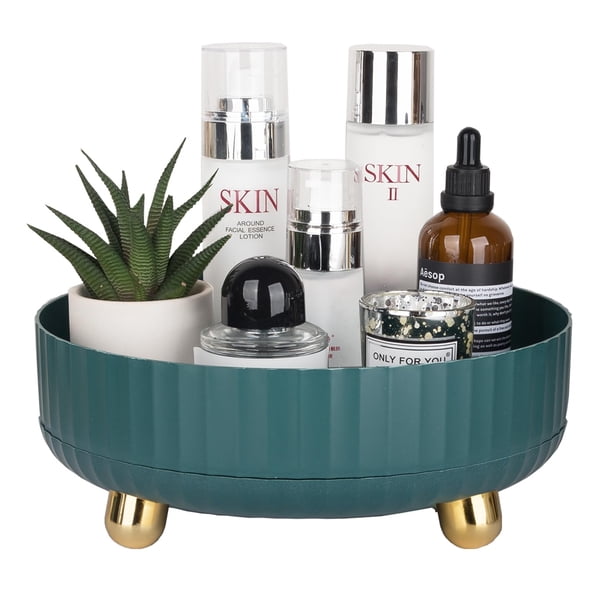 Bandeja organizadora de maquillaje y perfume Anyoifax, giratoria 360°, verde