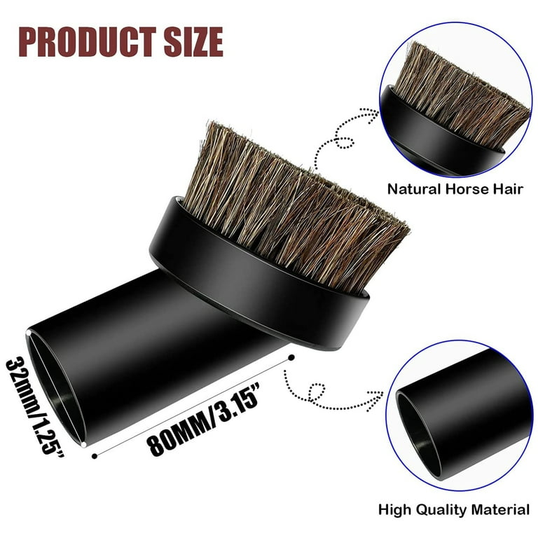 2 Pcs Black Round Dust Brush 1.25'' Vacuum Hose 25mm Horse Hair for Most  Vacuum Cleaners Accessories