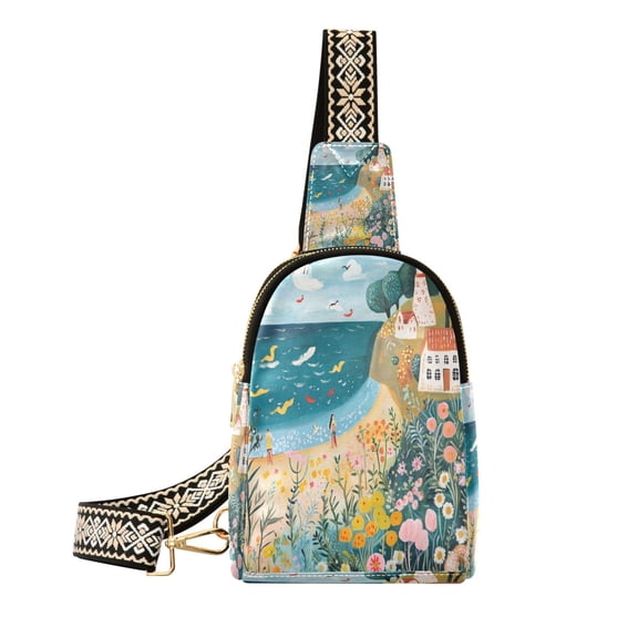 Stylish Leather Crossbody Bag 8.46x5.9x2.16In Easy To Carry Multi-Purpose Travel Hiking Shopping Fashion Bag Super Sea