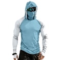 thumbnail image 2 of Men's UPF 50+ Sun Hoodie Long Sleeve Hooded Fishing Shirt Solid Pullover Cooling Ice Silk Breathable Quick-Dry Moisture Wicking 4-Way Stretch for Commute Fishing Hiking Sky Blue XL, 2 of 7