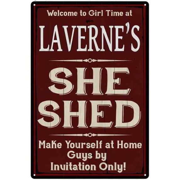 LAVERNE'S She Shed Red Sign Lady Cave 12 x 18 Matte Finish Metal 112180088458