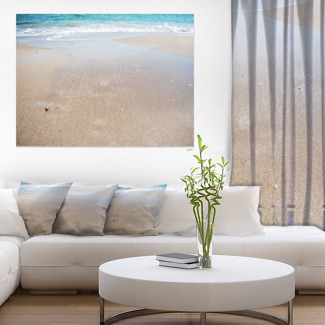 Crystal Clear Sea Waves on Beach - Modern Beach Canvas Art Print