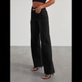 thumbnail image 4 of Pantalones Vaqueros de Pierna para Mujer, Cintura Alta, Elásticos, con Dobladillo Sin Rematar Negro XL, 4 of 7