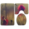 thumbnail image 1 of ABPHQTO Flores rojas de cerca Juego de alfombras de baño de 3 piezas Alfombra de baño Alfombra de contorno y tapa de inodoro, 1 of 2