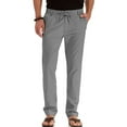 thumbnail image 1 of MAWCLOS Mens Trousers Elastic Waist Pants Drawstring Bottoms Fitted Summer Solid Color Loungewear Grey S, 1 of 4