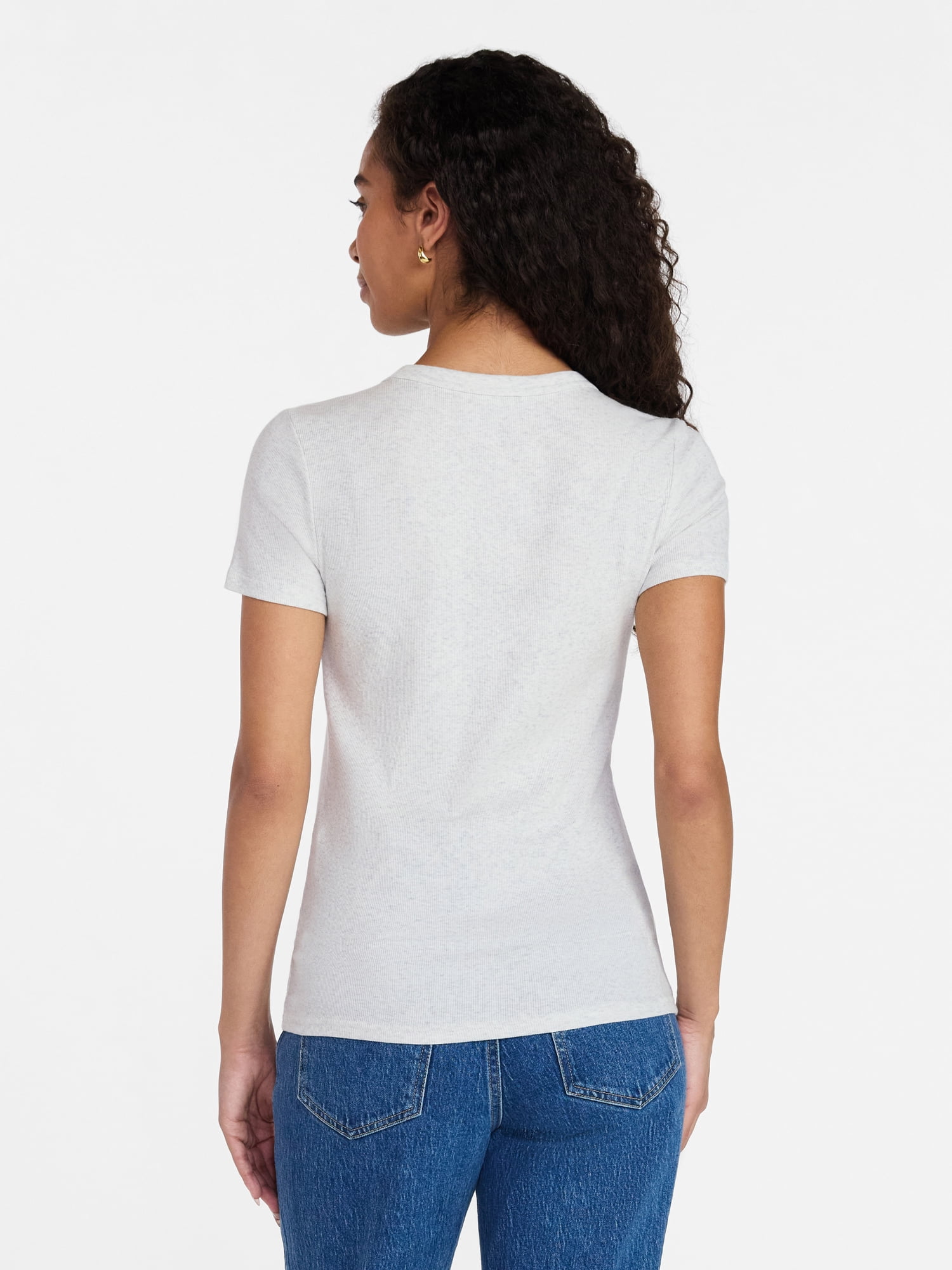 Time and Tru Women's Ribbed Tee with Short Sleeves, Sizes XS-XXXL