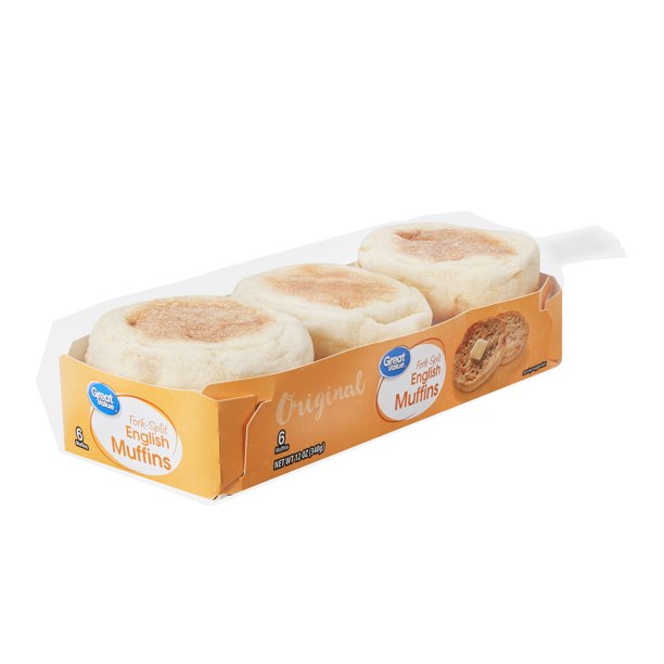 Walmart's Great Value Original Fork Split English Muffins 12 Ounce, 6
