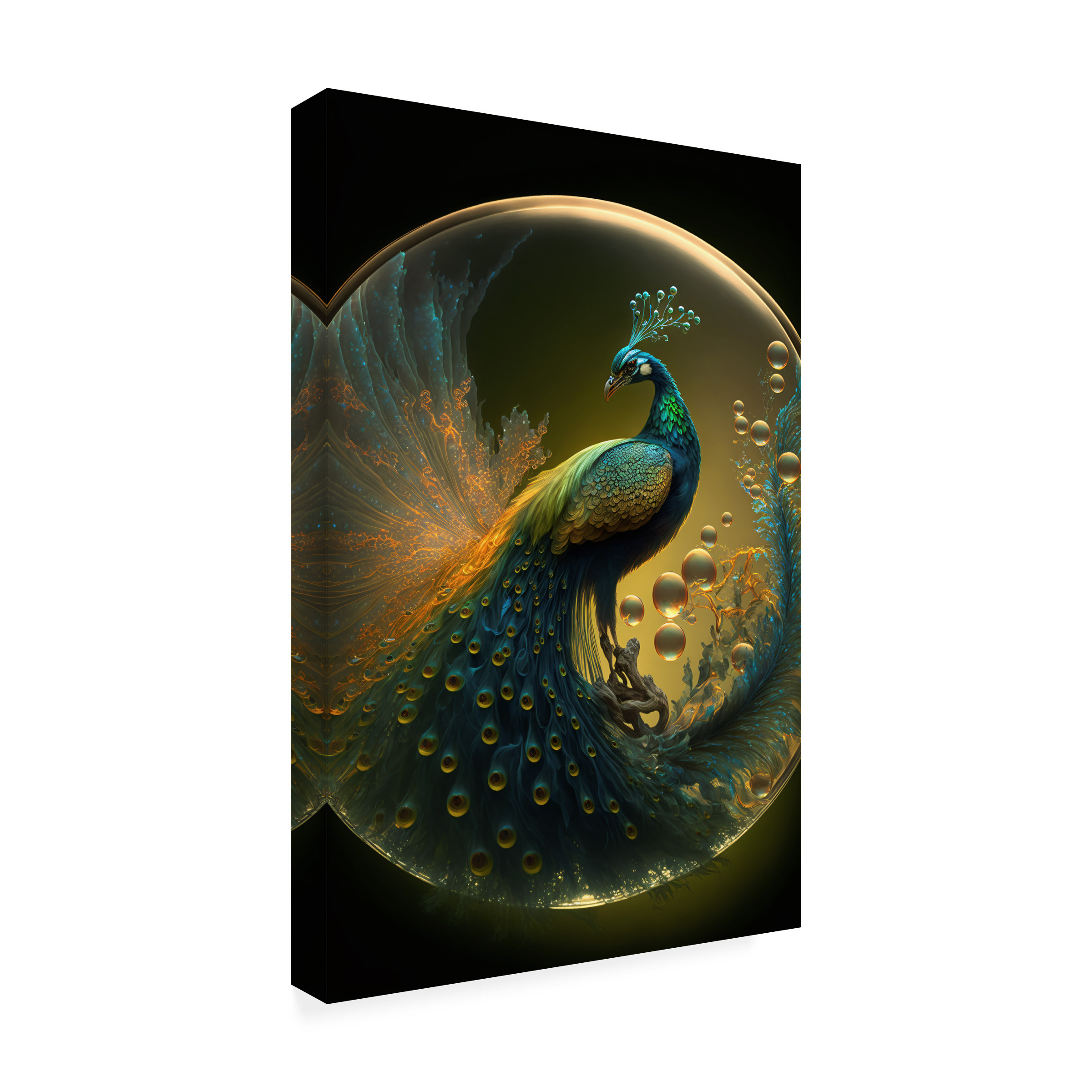 Canvas Wall Art - Ray Heere 'Proud Peacocks 26' Wall Art for Living Room, Bedroom, or Office DÃ©cor by Trademark Fine Art - 12 x 19 Inches
