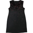 thumbnail image 2 of Alfani Womens Paillete Vestido recto sin mangas, Negro, 6, 2 of 2