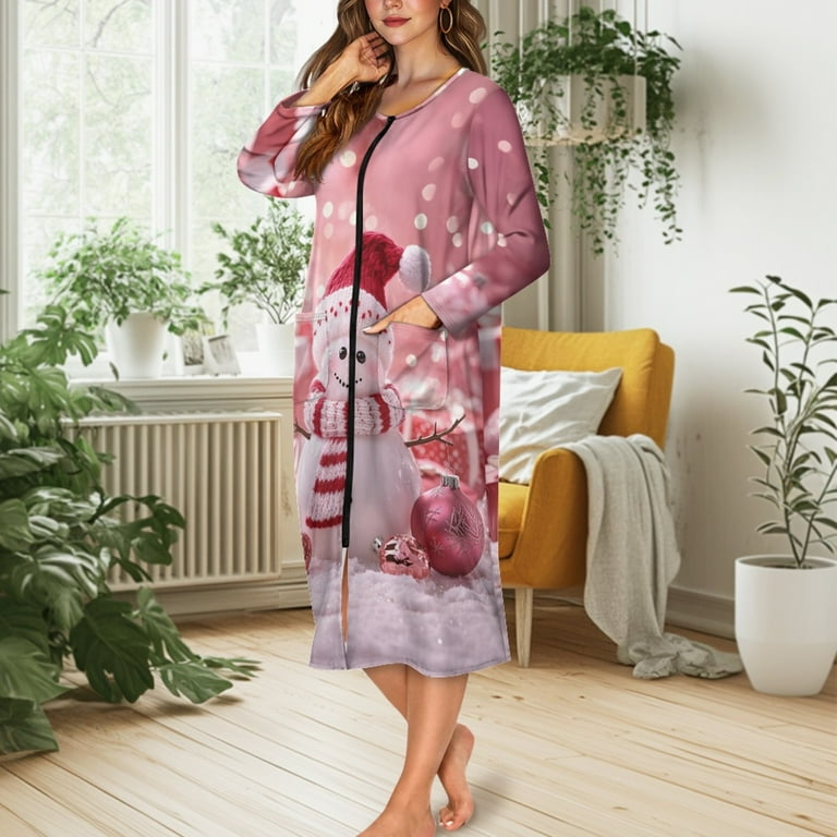 Yuyamidu Womens Snowman Robes Pink Zipper Front Night Gowns Christmas Long Sleeve Robe for Women After Shower Dressing Gown Soft Ladies Bathrobe Sleepwear Size XL - Walmart.com Yuyamidu Womens Snowman Robes Pink Zipper Front Night Gowns Christmas Long Sleeve Robe for Women After Shower Dressing Gown Soft Ladies Bathrobe Sleepwear Size XL - Walmart.com